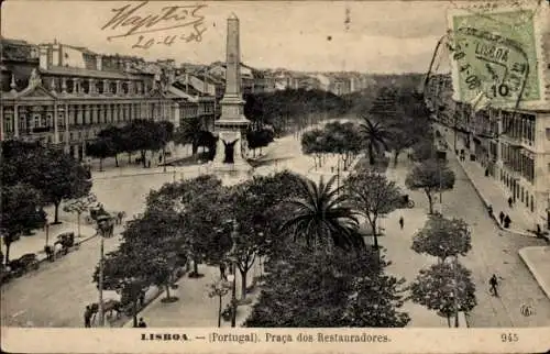 Ak Lisboa Lissabon Portugal, Praça dos Restauradores