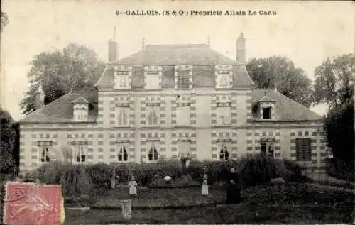 Ak Galluis Yvelines, Historisches Gebäude, Garten, nansicht