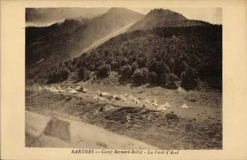 Ak Barèges Hautes Pyrénées, Landschaftsaufnahme, Zeltlager, Berge, Camping, Natur