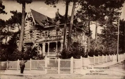 Ak Arcachon Gironde, Villa Burgundia, Allée Sarraméa, Ansicht im n Stil