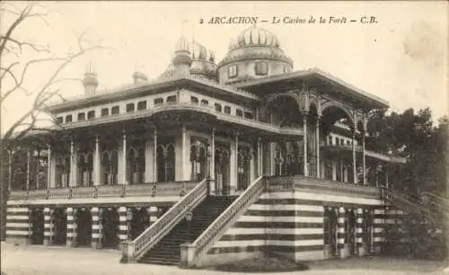 Ak Arcachon Gironde, Casino de la Forêt, Architektur, Treppe,  