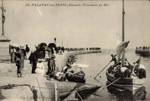 Ak Palavas les Flots Hérault, Promenade en Mer