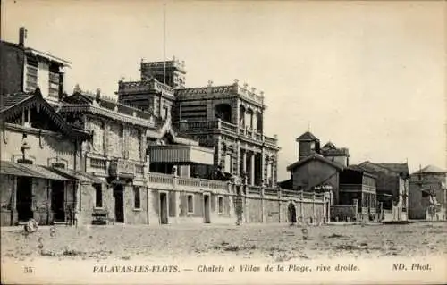Ak Palavas les Flots Hérault, Chalets et Villas de la Plage, rive droite