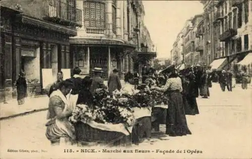 Ak Nizza Nizza Alpes Maritimes, Blumenmarkt, Fassade der Oper
