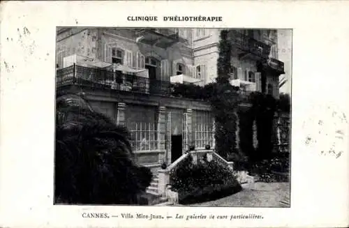 Ak Cannes Alpes Maritimes, Villa Mire-Juan, Heliotherapie Klinik, spezielle Therapiegalerien