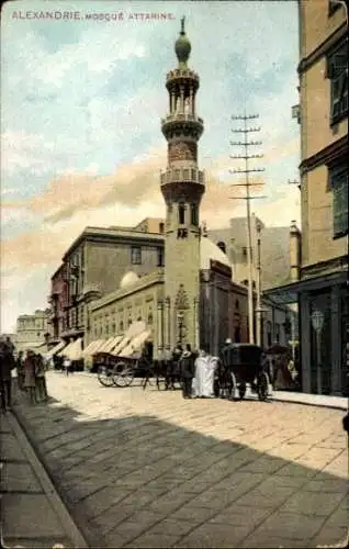 Ak Alexandria Ägypten, Mosquee Attarine, Moschee, Minarett