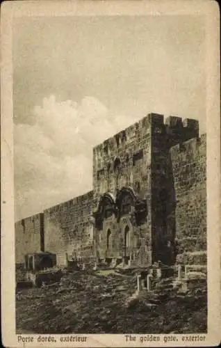 Ak Cairo Kairo Ägypten, Porte dorée, Außenansicht, Architektur, Mauer, Ruinen