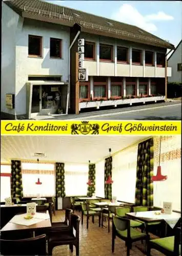 Ak Gössweinstein Gößweinstein in Oberfranken, Café Konditorei Greif, Gebäudeansicht, Innenraum, g