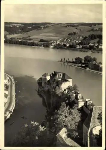 Ak Passau in Niederbayern, Blick vom Oberhaus auf den Zusammenfluss Donau, Inn und Ilz