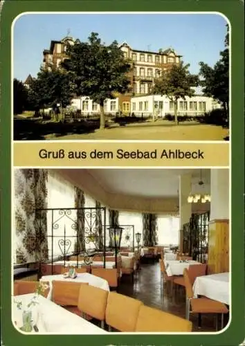 Ak Ostseebad Ahlbeck auf Usedom, FDGB-Erholungsheim Kurt Bürger, Speisesaal