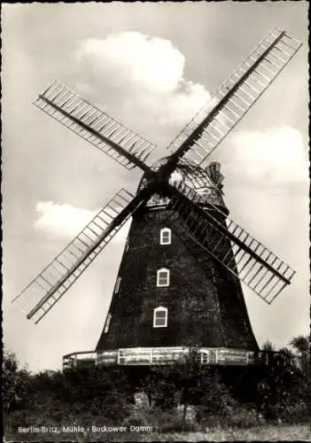 Ak Berlin Neukölln Britz, Mühle Buckower Damm