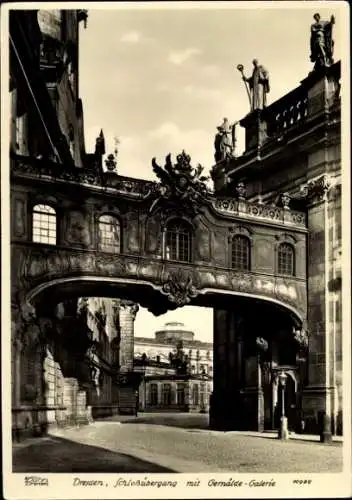 Ak Dresden Altstadt, Schlossübergang mit Gemäldegalerie