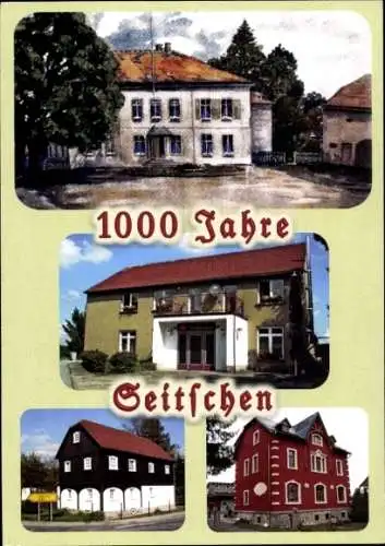 Ak Seitschen Göda in der Oberlausitz, 1000 Jahre  vier Gebäude, Aquarellstil,  Ansicht
