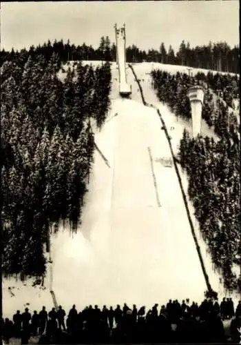 Ak Oberhof im Thüringer Wald, Schanze am Rennsteig, Winter