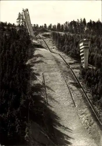 Ak Oberhof im Thüringer Wald, Schanze am Rennsteig, Wald, Sprungschanze, Aussichtsturm