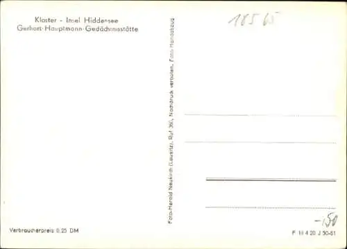 Ak Kloster Insel Hiddensee in der Ostsee, Historisches Gebäude, Kloster, Insel Hiddensee