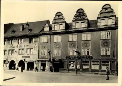 Ak Saalfeld an der Saale Thüringen, Markt mit HOG Goldener Anker
