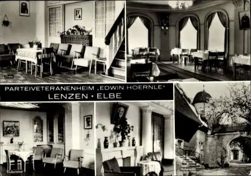 Ak Lenzen an der Elbe Prignitz, Diele, Klubzimmer, Halle, Holansicht, Parteiveteranenheim Edwin H