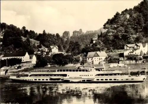 Ak Weiße Flotte Dresden, Schiff MS Ernst Thälmann auf der Elbe, Sächsische Schweiz