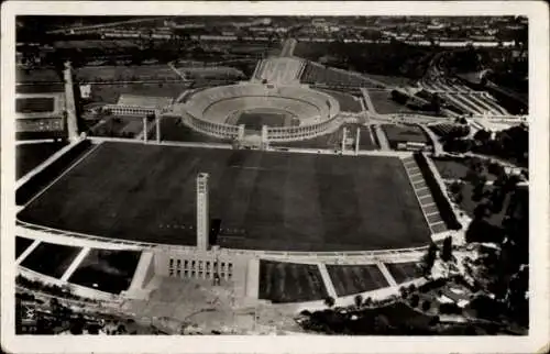 Ak Berlin Charlottenburg Westend, Reichssportfeld, Olympiastadion, Fliegeraufnahme