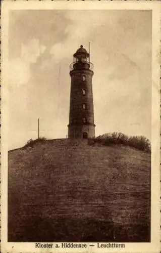 Ak Kloster Insel Hiddensee in der Ostsee, Blick zum Leuchtturm
