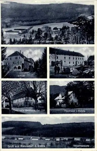 Ak Rehnsdorf Elstra Oberlausitz, Blick vom Schwarzenberg, Schloss, Rittergut, Semmer's Gasthaus