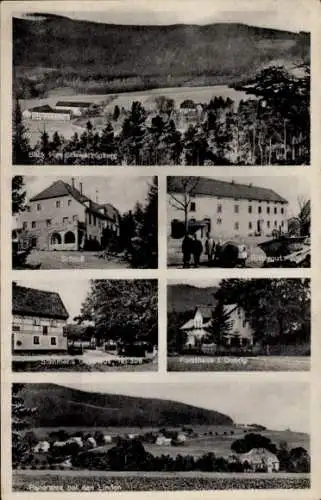 Ak Rehnsdorf Elstra Oberlausitz, Schloss, Rittergut, Semmers Gasthaus, Forsthaus Dobrig, Panorama