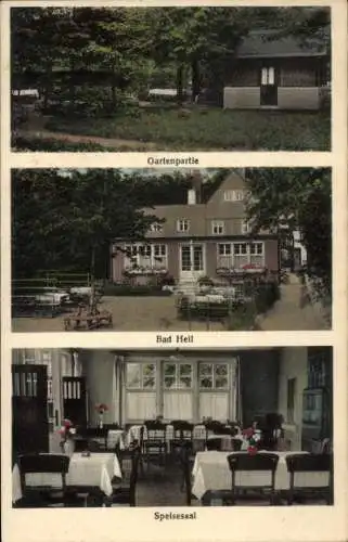 Ak Schmeckwitz Oberlausitz, Bad Heil, Garten, Speisesaal