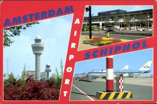 Ak Amsterdam Nordholland Niederlande, Airport Schiphol, Tower, Terminal, Landebahn