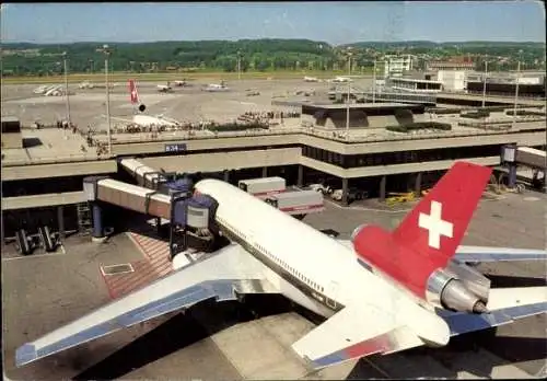 Ak Zürich, Partie am Flughafen, Flugzeug, Swissair
