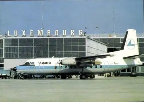 Ak Luxembourg, Flughafen, Fokker Friedship F27, Passagierflugzeug, Luxair