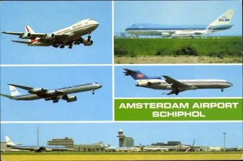 Ak Amsterdam Nordholland Niederlande, Flughafenbilder, KLM, Schiphol, Verkehrsflugzeuge