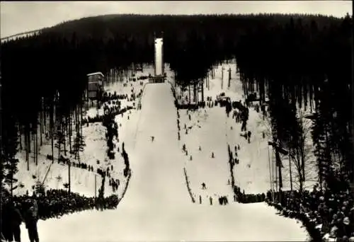 Ak Harrachov Harrachsdorf Riesengebirge Region Reichenberg, Skisprungschanze, Zuschauer, verschne