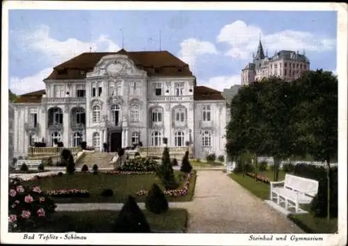 Ak Teplice Šanov Teplitz Schönau Region Aussig, Steinbad und Gymnasium