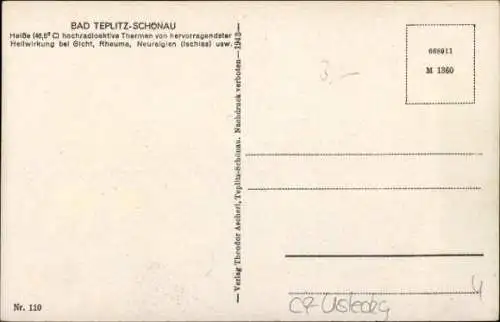 Ak Teplice Teplitz Schönau Reg. Aussig, Totalansicht der Stadt, Kirchturm