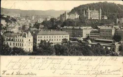 Ak Karlovy Vary Karlsbad Stadt, Blick von der Bellevuestraße