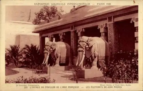 CPA Paris, Exposition Internationale 1931, Les Elephants de Jean Magrou, Pavillon Inde