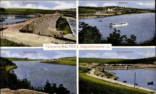 Ak Malter Dippoldiswalde im Osterzgebirge, Talsperre, Sperrmauer, Seepartie