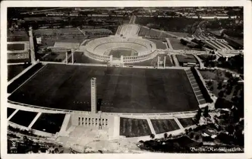 Ak Berlin Charlottenburg Westend, Reichssportfeld, Olympiastadion, Fliegeraufnahme