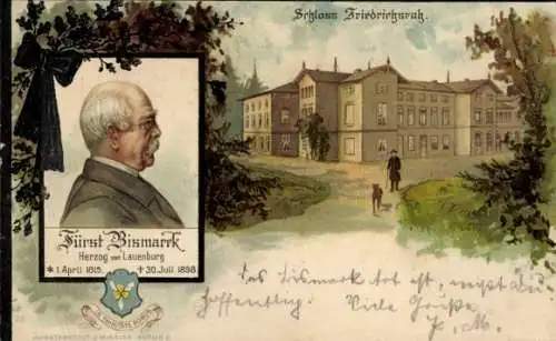 Litho Friedrichsruh Aumühle Niedersachsen, Otto von Bismarck, Herzog zu Lauenburg, Bundeskanzler