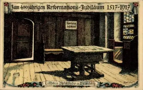 Künstler Litho Kallista, Wittenberg, Luthers Wohnstube, Reformations Jubiläum 1917