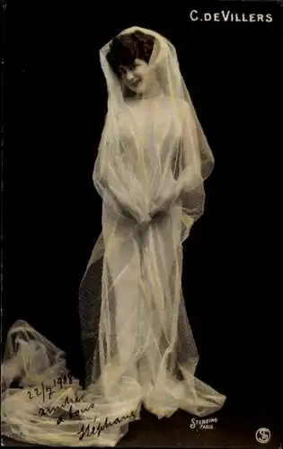Ak Schauspielerin C. de Villers, Portrait