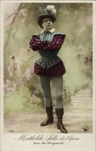 Ak Opernsängerin Mathilde Salle, Huguenots, Porträt