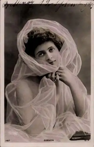 Ak Portrait einer Frau, Schleier, Gibson