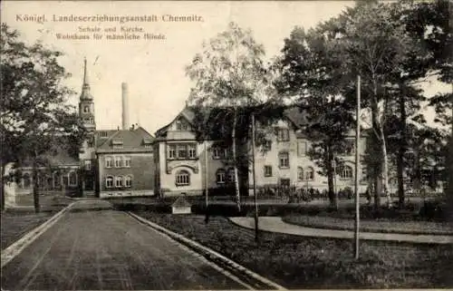 Ak Chemnitz in Sachsen, Königliche Landeserziehungsanstalt, Schule, Kirche, Wohnhaus für Blinde