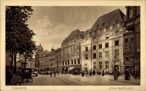 Ak Chemnitz Sachsen, Ansicht vom Johannisplatz, Bank Verein, Passanten