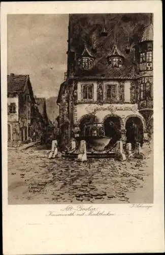 Künstler Ak Schwarze, J., Goslar am Harz, Kaiserworth mit Marktbecken