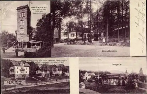 Ak Niederneukirch Neukirch Lausitz, Valtenberg, Hochwaldschänke, Georgenbad, Sanatorium Valtental