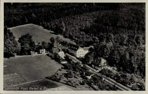 Ak Juchhöh Tirpersdorf im Vogtland, Fliegeraufnahme, Gasthof