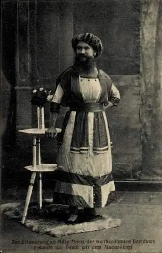 Ak Portrait einer Frau mit Bart